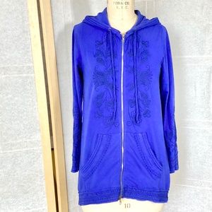 Johnny Was JWLA Royal Blue Zip-up Hoodie, Size Small